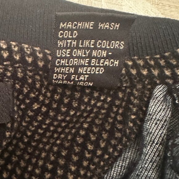 VTG M.E. Sport Men’s Velour LS Polo Pullover Crosshatch Pattern Blk/Brn Size L - Picture 12 of 14